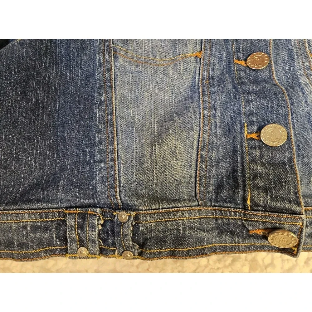 Vintage Y2K‎ Rocawear Denim Jean Jacket Patches Cropped Stretch 90s Womens 3X